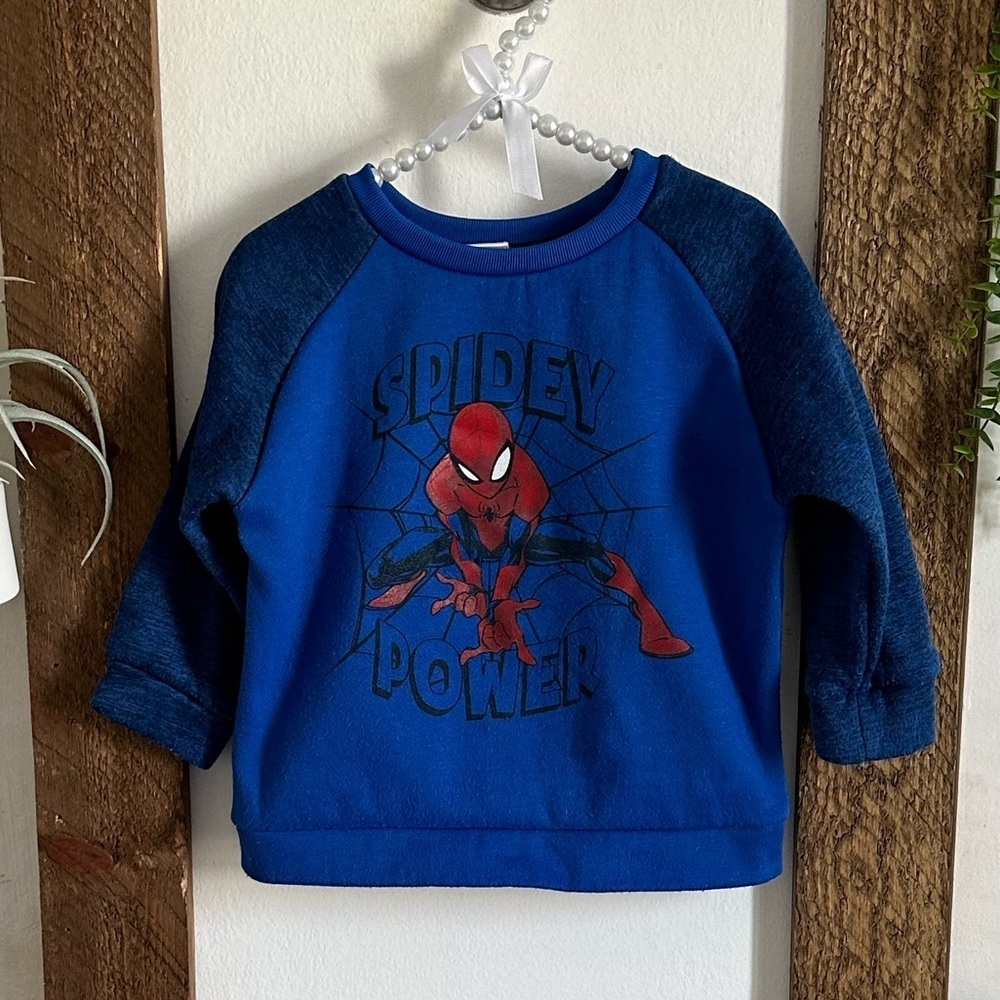 Marvel Blue Spider-Man Sweatshirt Pullover Size 4T Toddler Boy